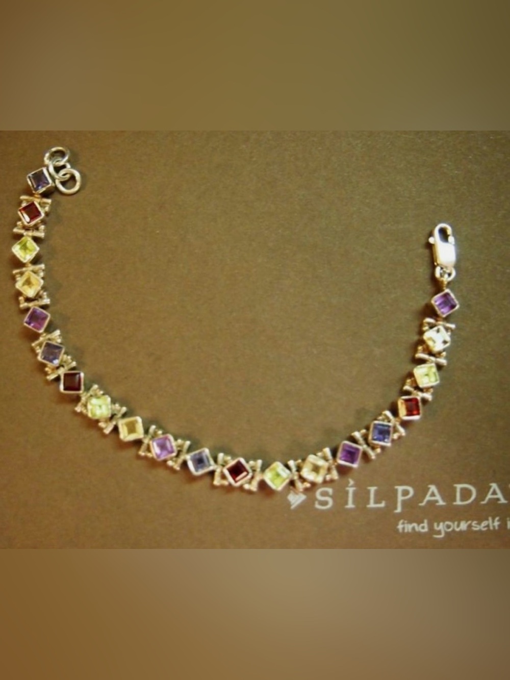 Silpada Sterling Silver Multicolored Gemstone Bracelet (retired)
